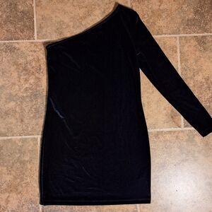 mac & jac Medium Black One-Shoulder Velvet Mini Dress